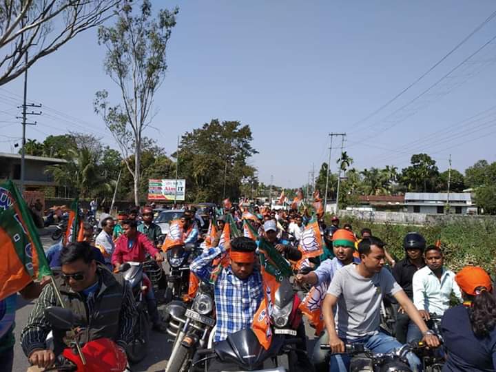 বঙাইগাঁৱত জনতা যুৱ মৰ্চাৰ উদ্যোগত বিজয় সংকল্প বাইক ৰেলী